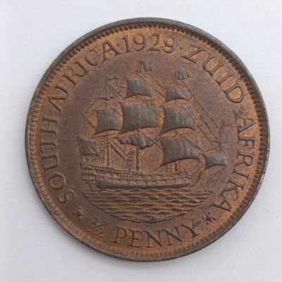 South Africa 1929 half penny uncirculated