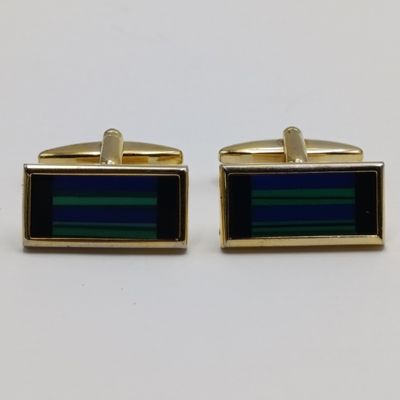 Pair of cufflinks with Lapis Lazuli Malachite and ONYX inlays