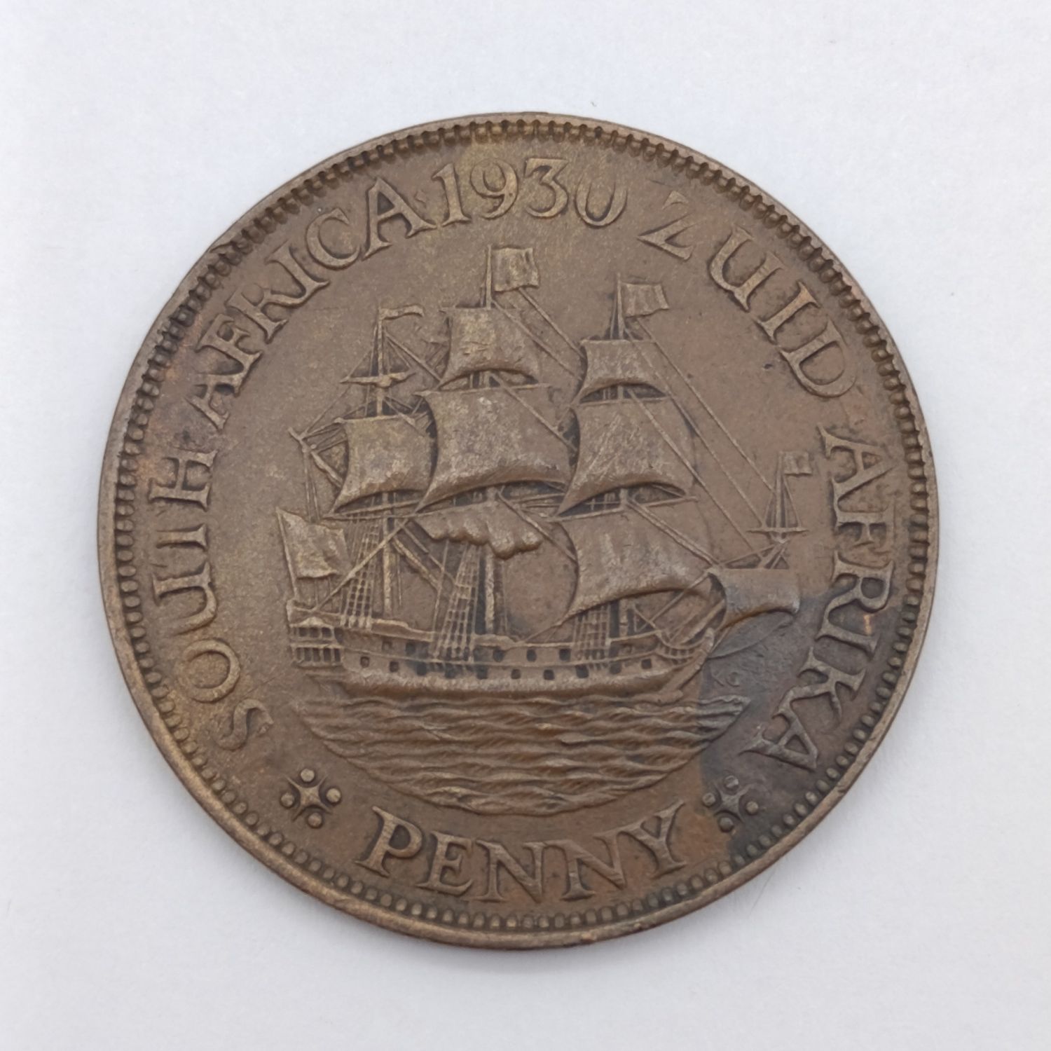 South Africa 1930 penny XF+