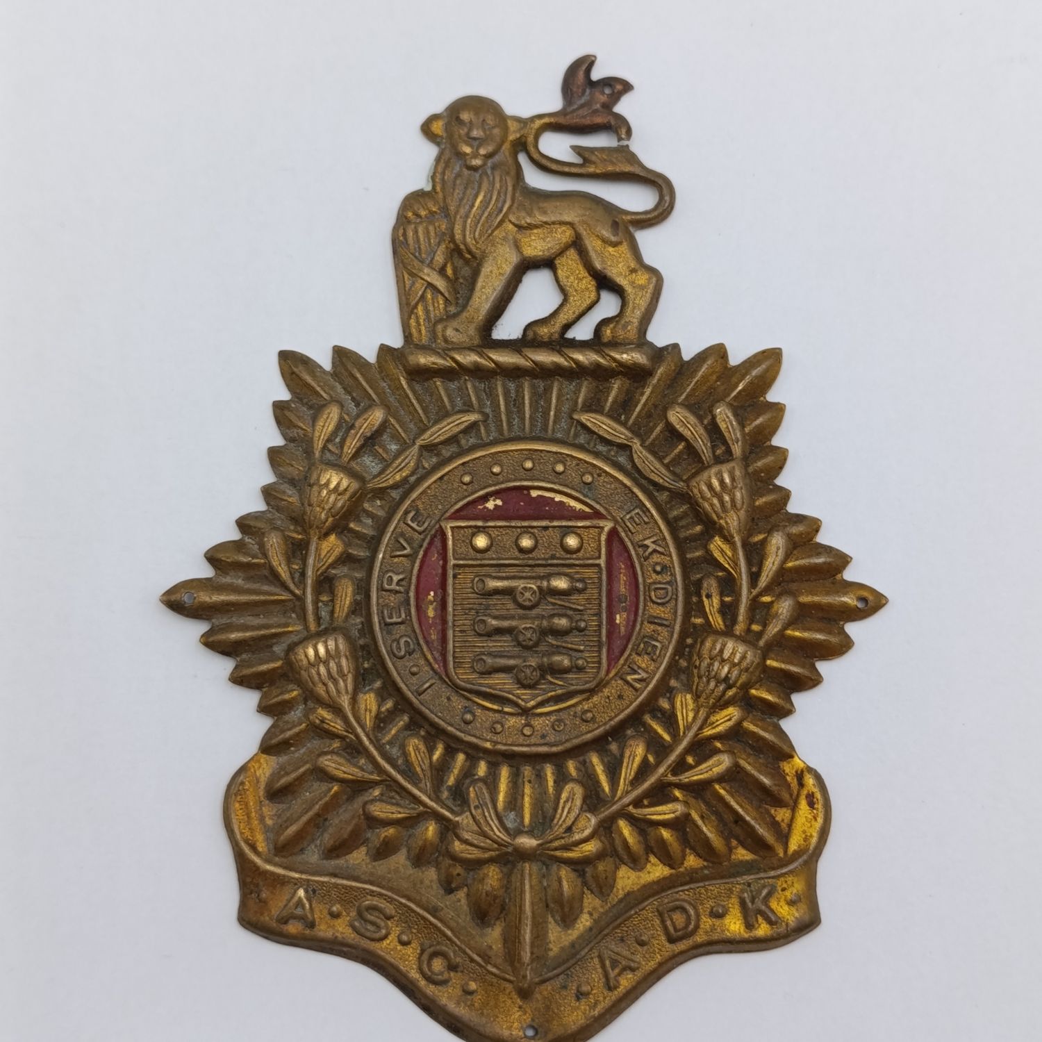 SA Army service corps brass plaque