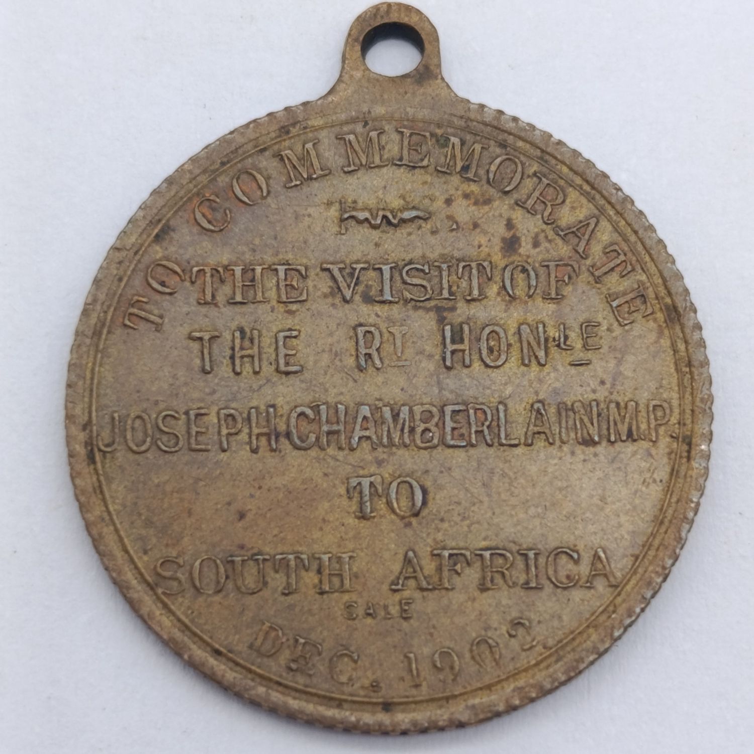 1902 Visit of Joseph Chamberlain to South Africa medallion