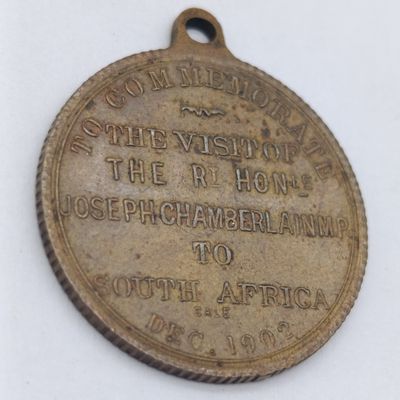 1902 Visit of Joseph Chamberlain to South Africa medallion
