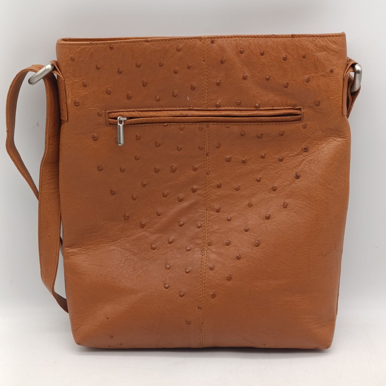 Genuine Ostrich leather handbag. Used only once. Light brown colour