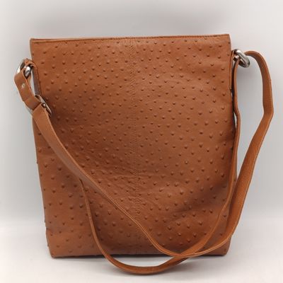Genuine Ostrich leather handbag. Used only once. Light brown colour