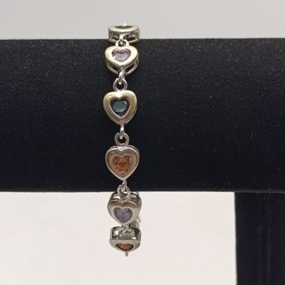Sterling Silver bracelatewith 11 semi precious stones