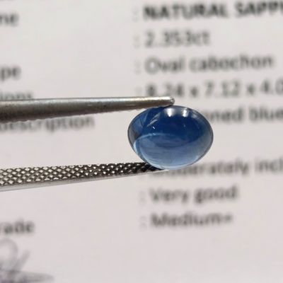 Oval Cabochon Natural sapphire of 2,353ct with GEMLAB certificate