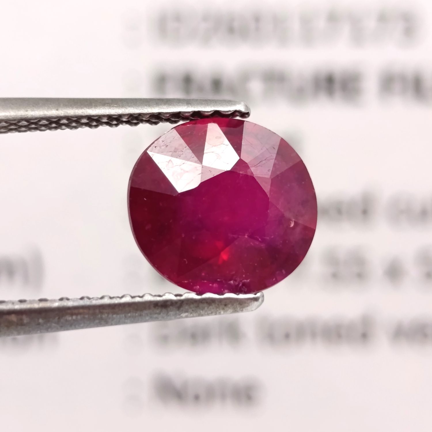 Oval Mixed Fracture Filled Ruby of 2,631ct with GEMLAB certificate