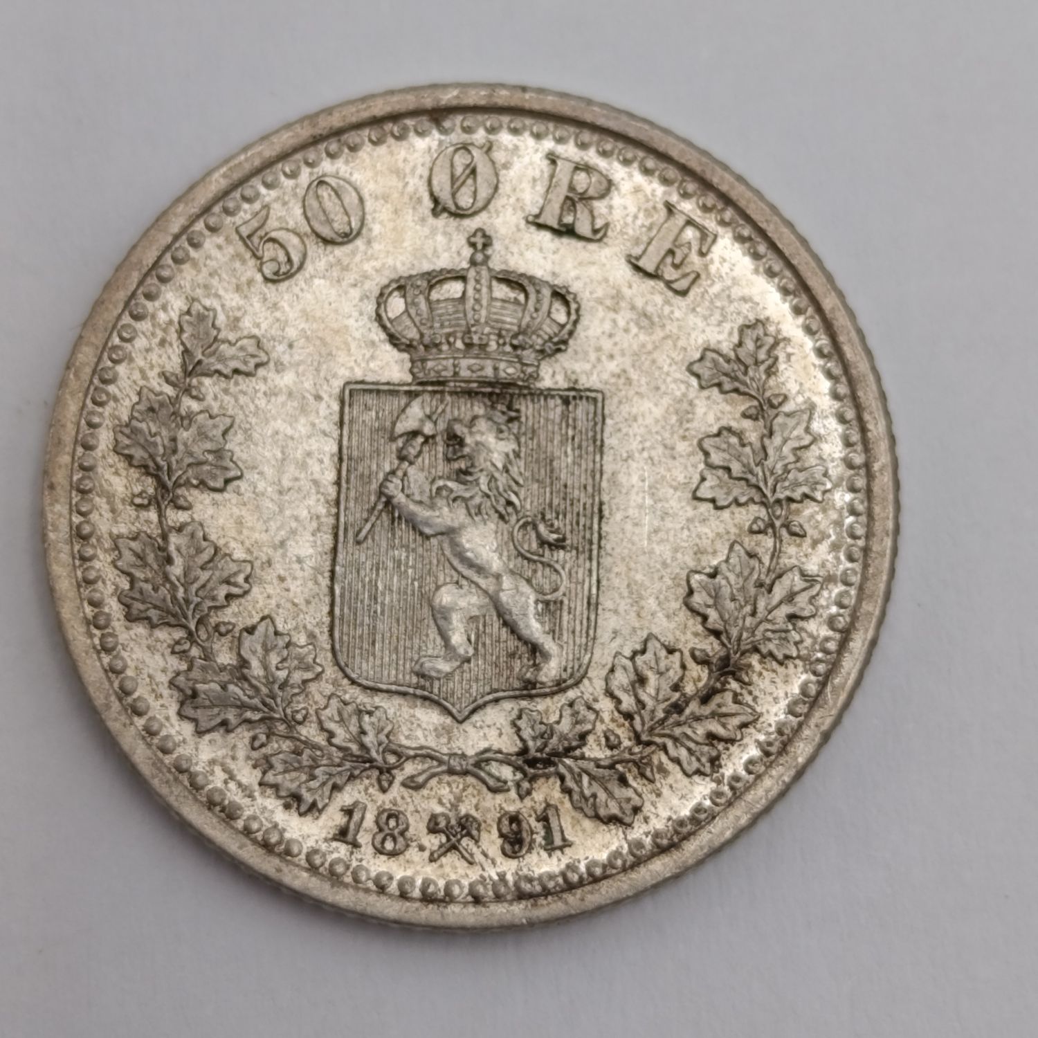 Norway 1891 silver 50 ORE - UNCIRCULATED