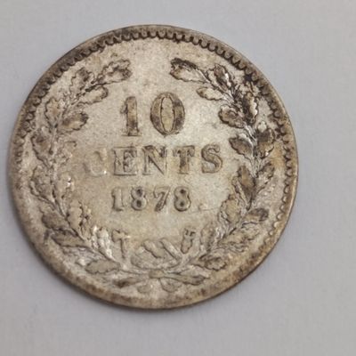 Netherlands 1878 silver 10 cent VF