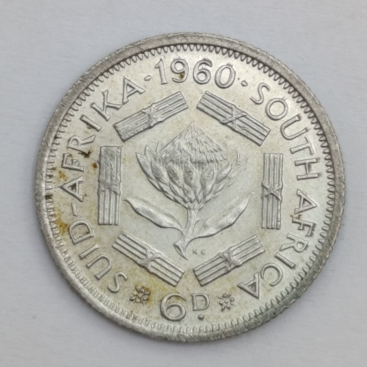 South Africa 1960 silver 6 pence  - uncirculated