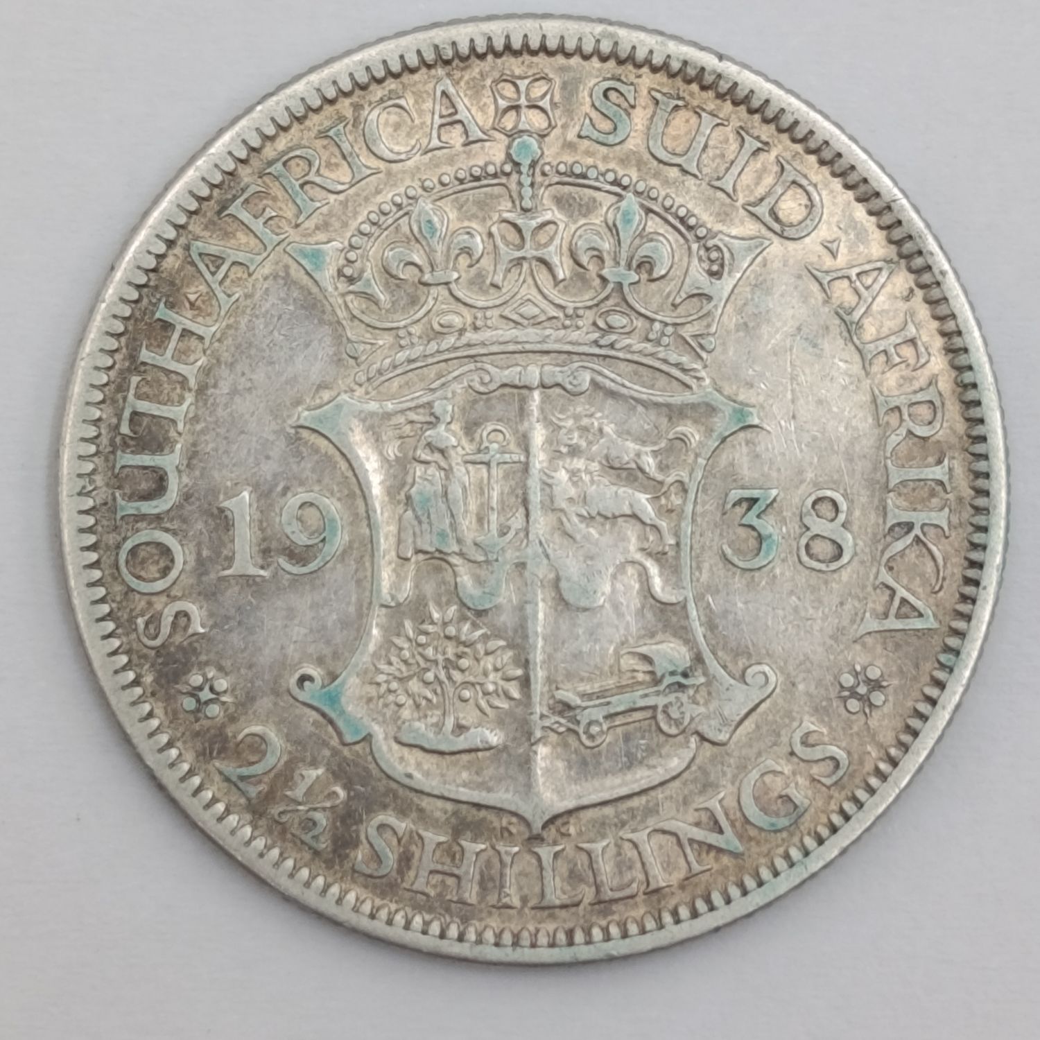 South Africa 1938 silver half crown