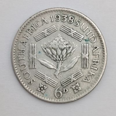 South Africa 1938 6 pence VF+