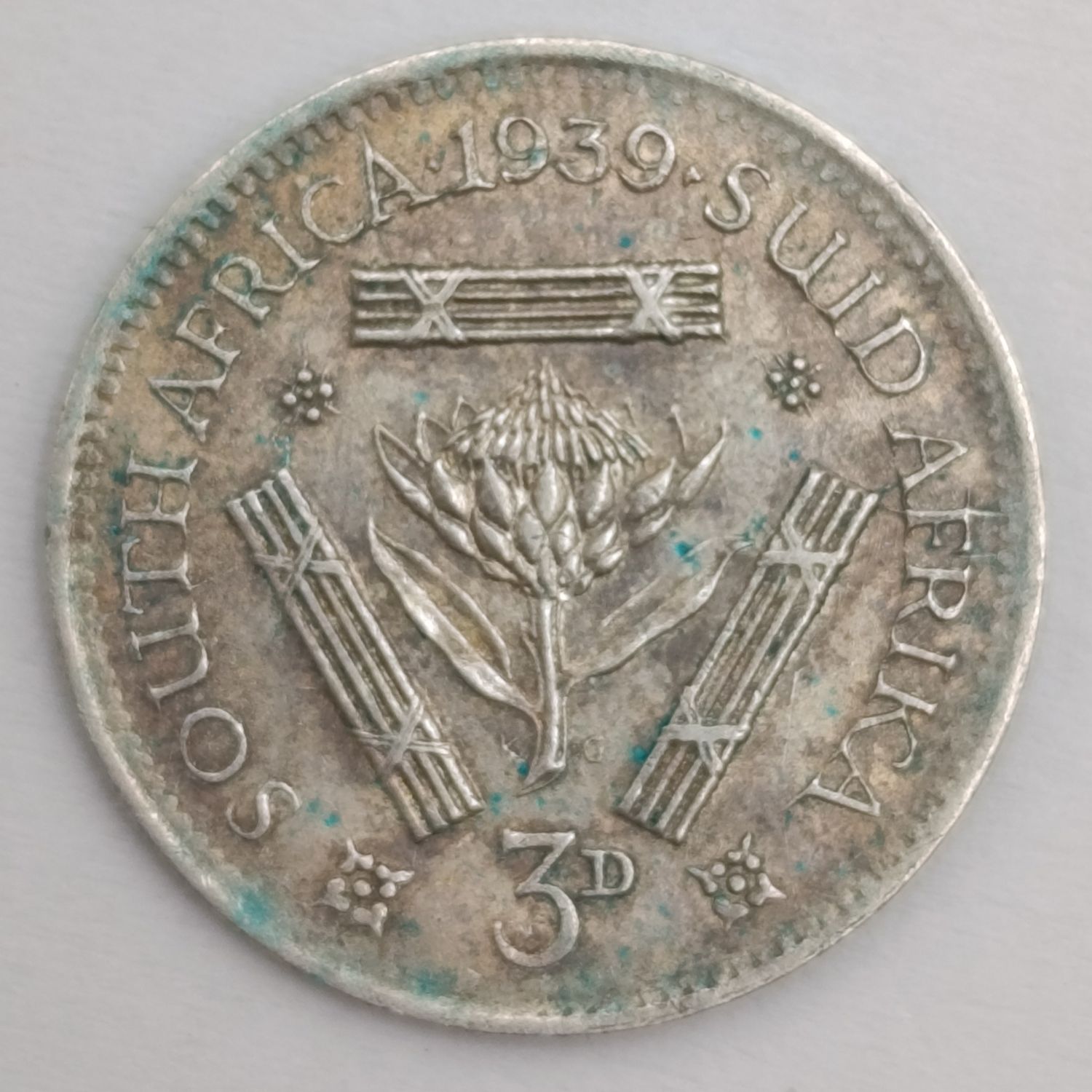 South Africa 1939 Silver 3d tickey - AU