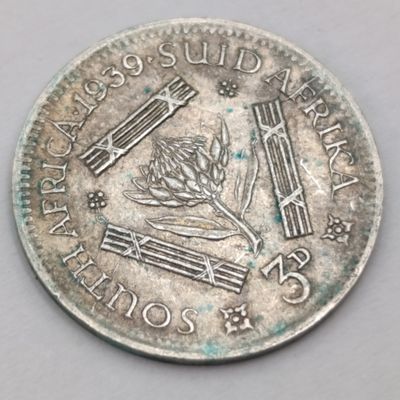 South Africa 1939 Silver 3d tickey - AU