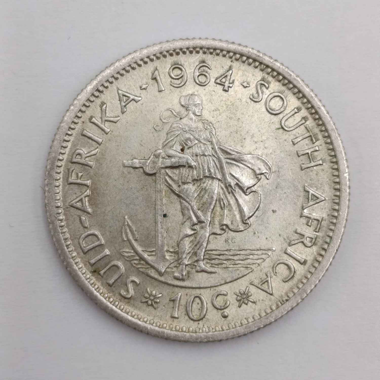 South Africa 1964 Silver Ten cent - uncirculated