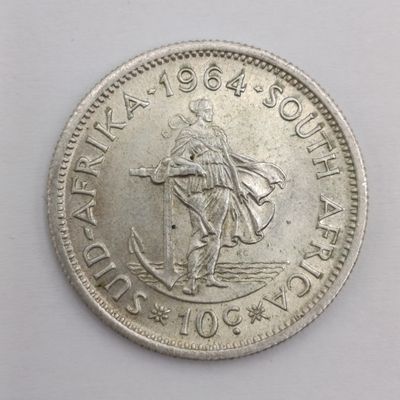 South Africa 1964 Silver Ten cent - uncirculated