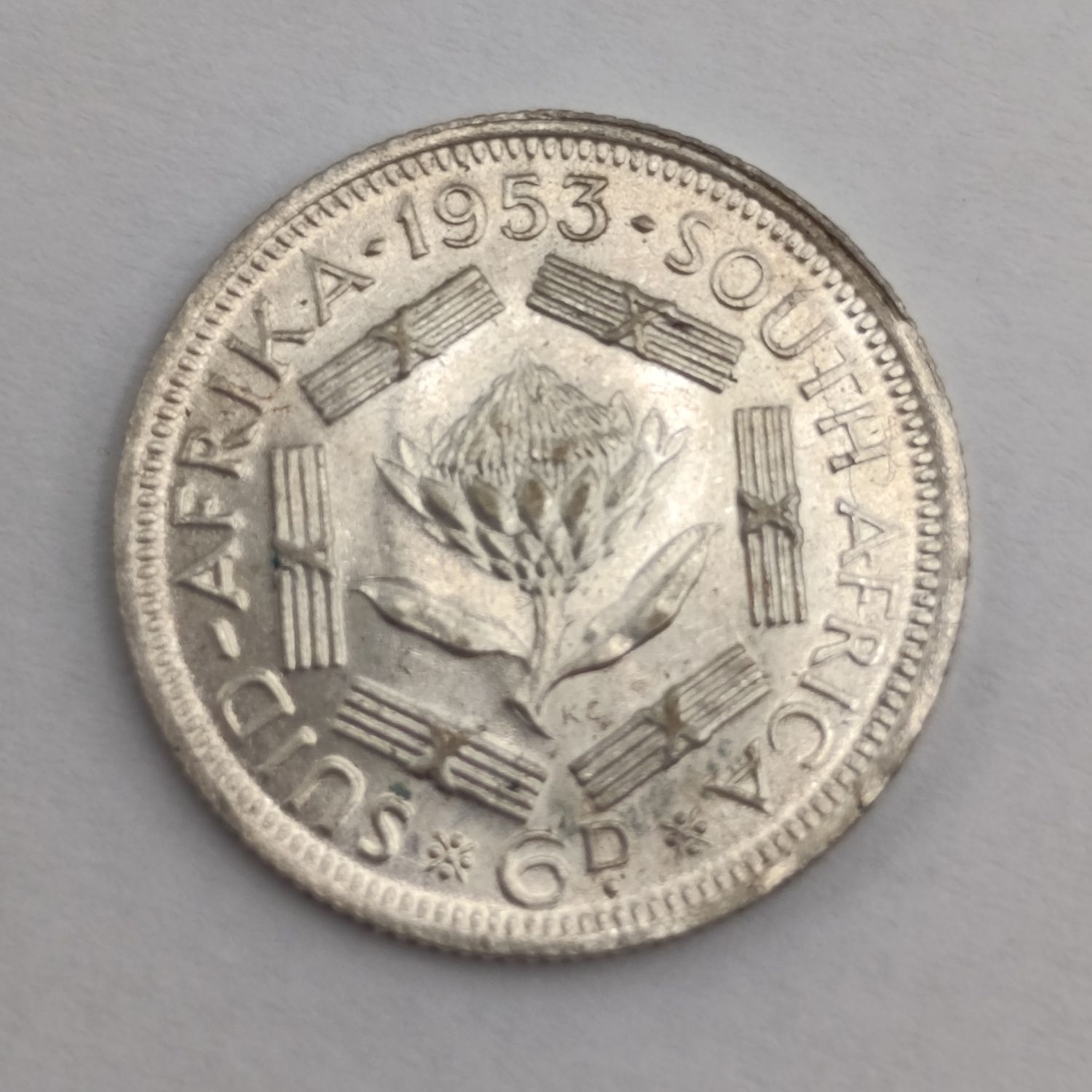 South Africa 1953 Six pence uncirculated