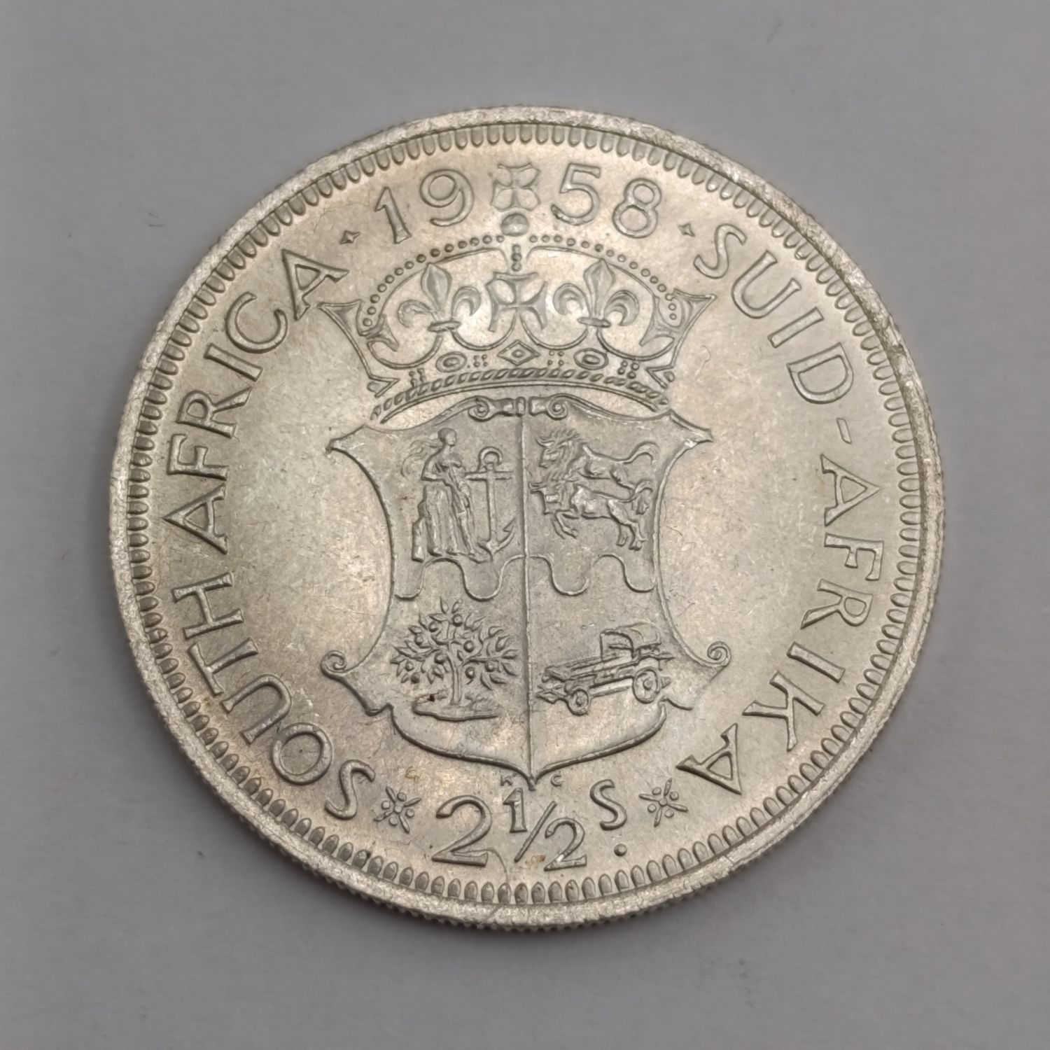 1958 South africa half crown silver