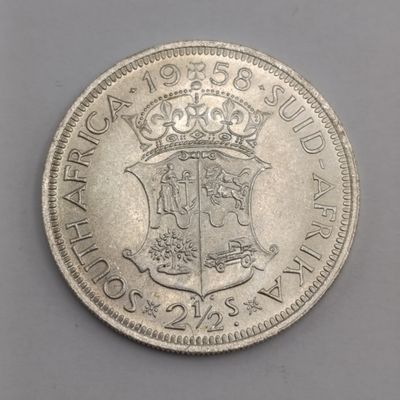 1958 South africa half crown silver