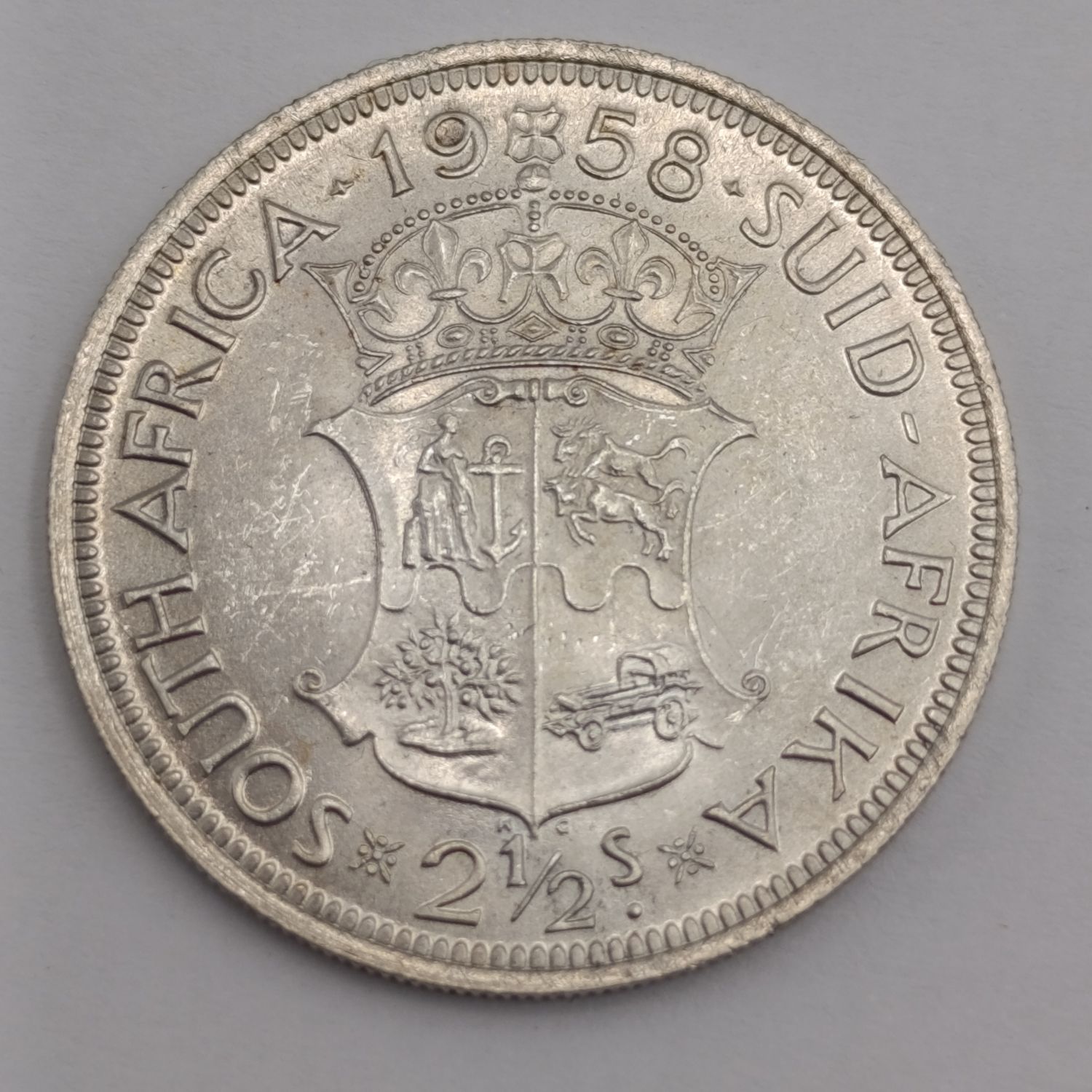 1958 South Africa half crown silver Uncirculated