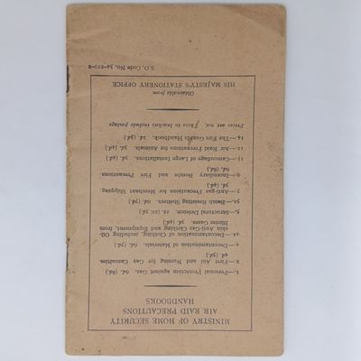 Royal Army Air Raid Precautions Handbook No.2 booklet