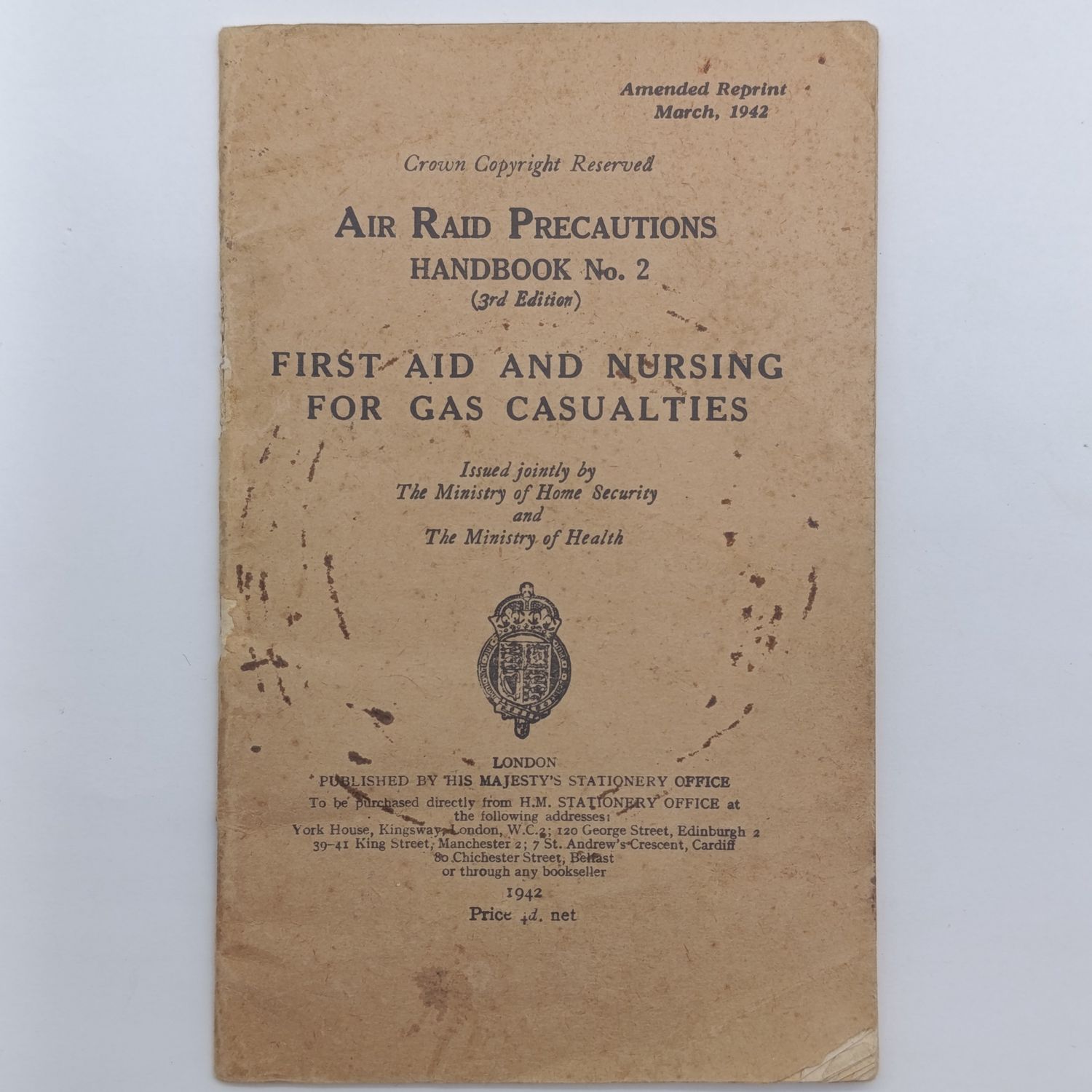 Royal Army Air Raid Precautions Handbook No.2 booklet