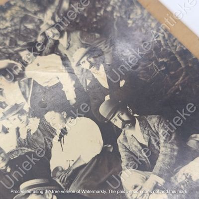 Antique 1894 photo taken near Durban at the Umgeni river - water picnic - 19 people in the photo