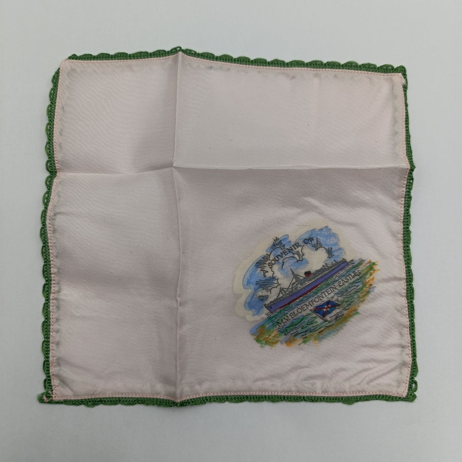 Union Castle Souvenir of M.V Bloemfontein Castle handkerchief