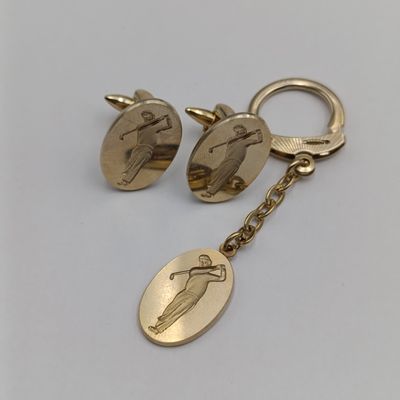 Golfing set of cufflinks with key holder in original box - Manleigh