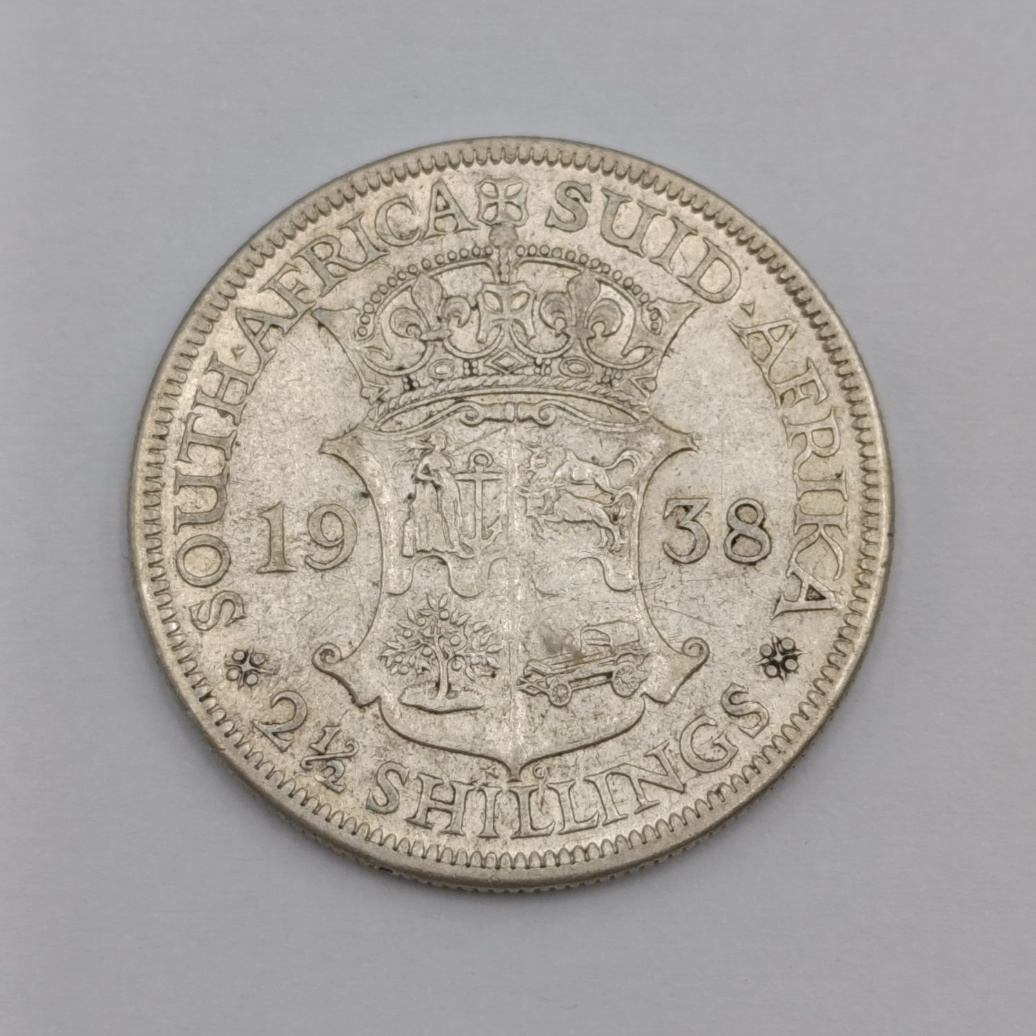 South Africa 1938 silver half crown VF+