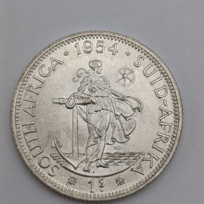 1954 South Africa silver shilling UNC
