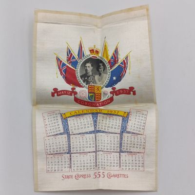 State Express SSS cigarettes coronation of George 6 silk calendar