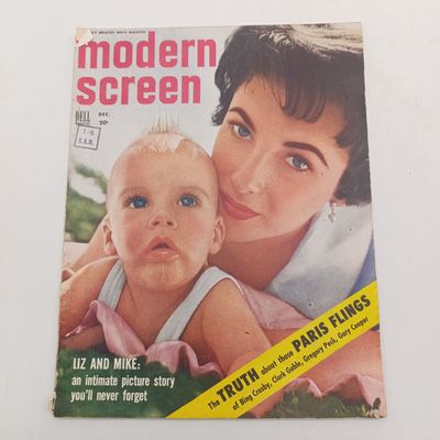 Vintage Modern Screen magazine - Liz Taylor and mike - December 1953