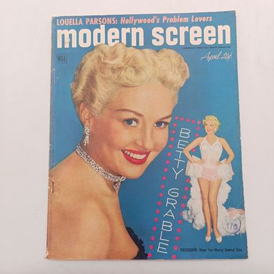 Vintage Modern Screen magazine - Betty Grable - April 1952