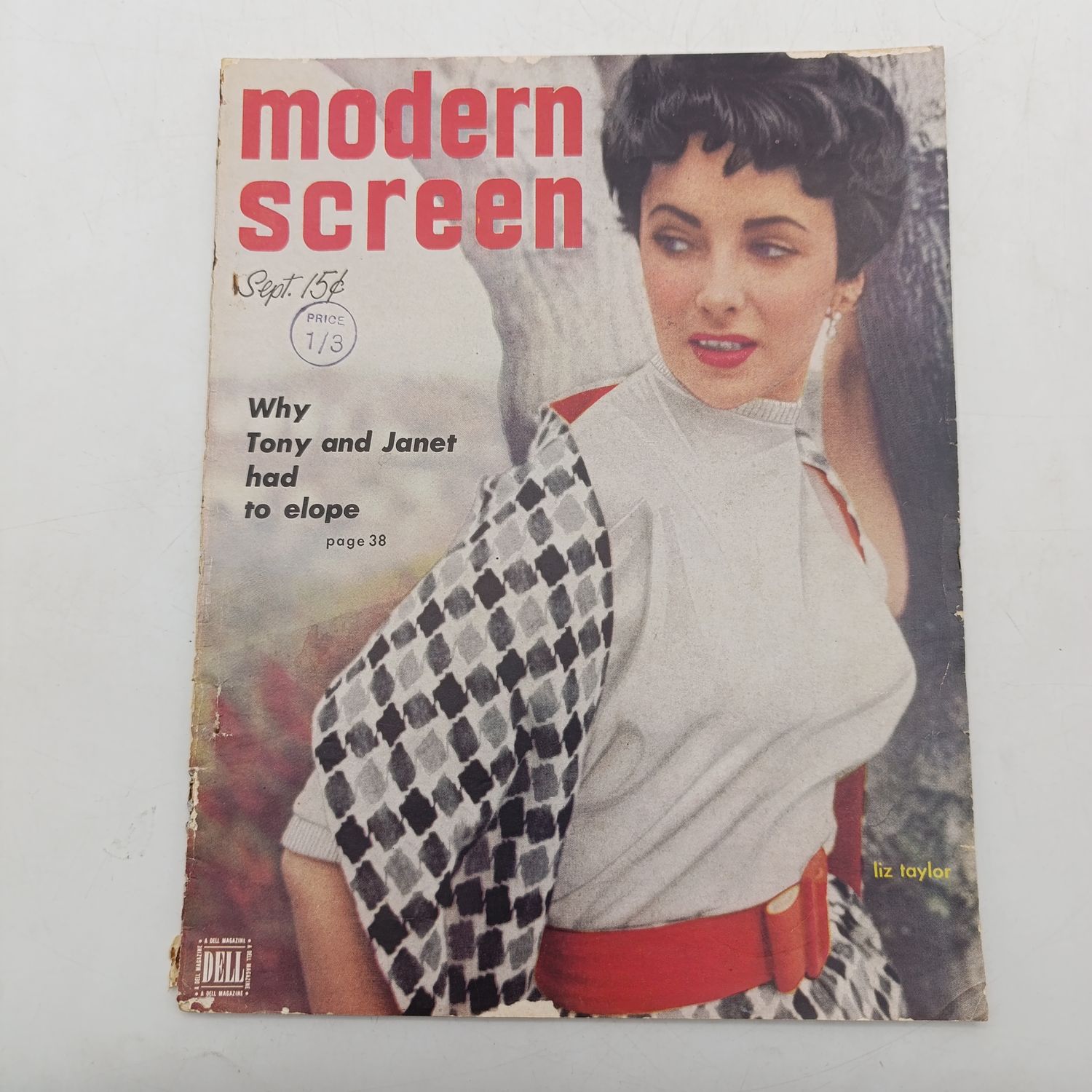 Vintage Modern Screen magazine with Liz Taylor on cover - September 1951