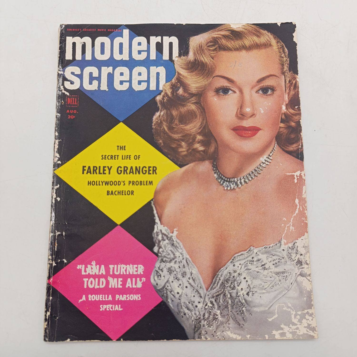 Vintage Modern Screen magazine - August 1952 -cover repaired