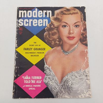 Vintage Modern Screen magazine - August 1952 -cover repaired