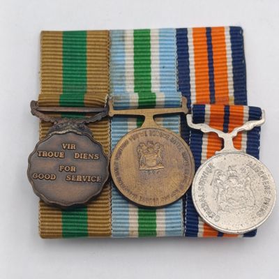 SADF 10 year service miniature medal group of 3 medals