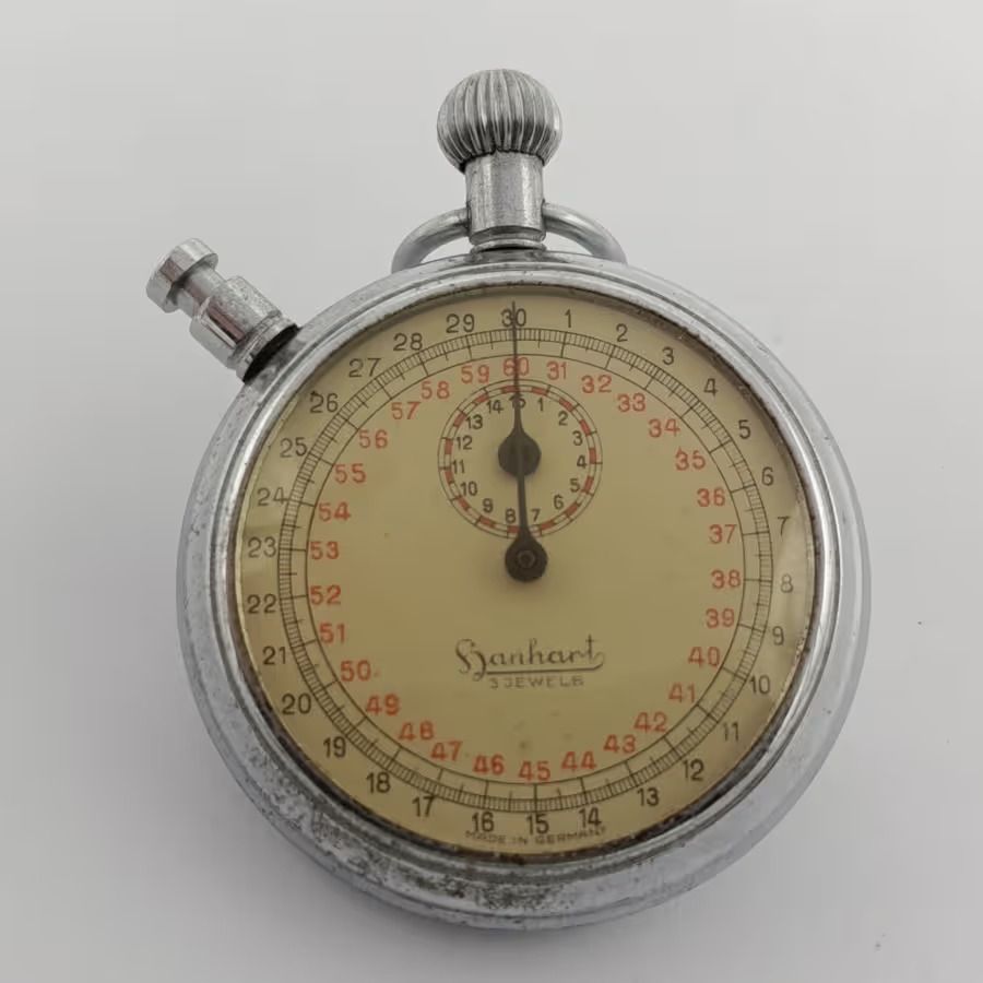 Vintage Hanhart mechanical 15 minute stopwatch - working