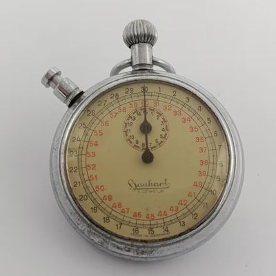 Vintage Hanhart mechanical 15 minute stopwatch - working