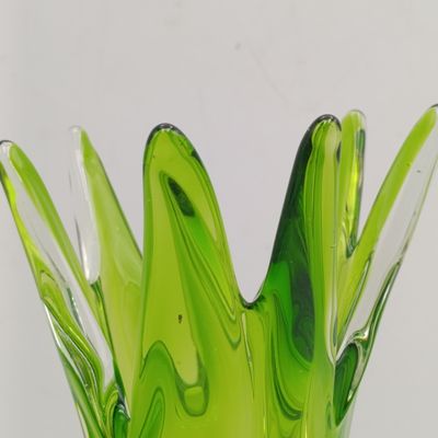 Beautiful Green Murano glass flower vase