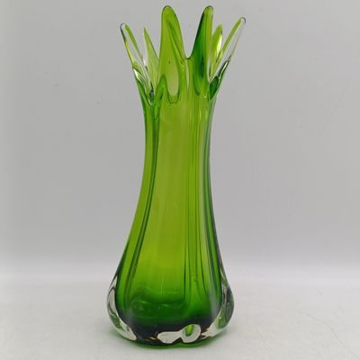 Beautiful Green Murano glass flower vase