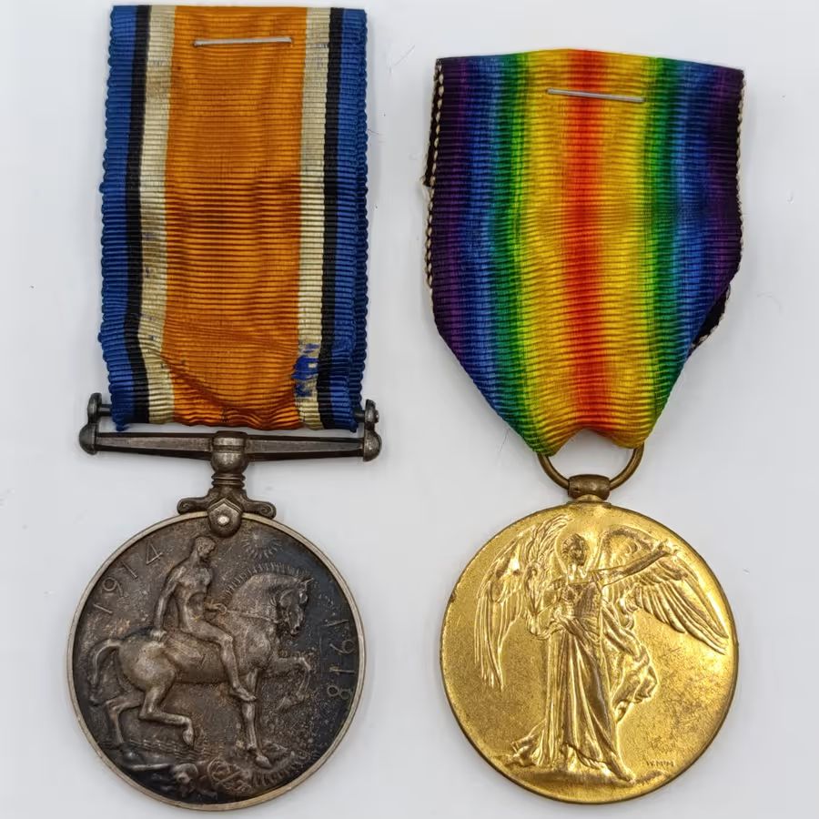 Pair of WW1 medals issued to Pte. F.W Geisler, 1st SA Infantry