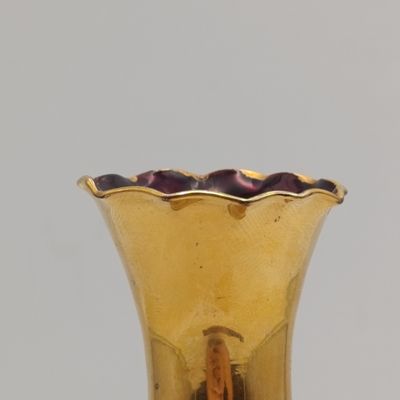 Vintage Cranberry glass vase with handpainted gold and flowers