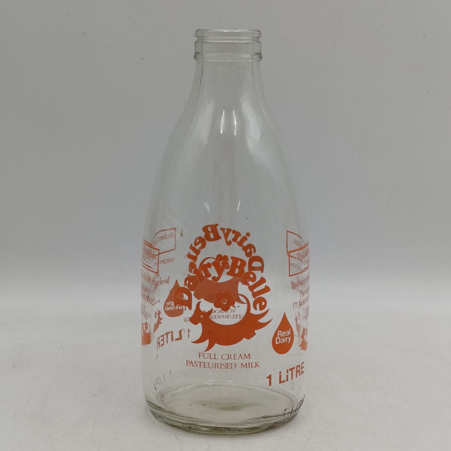 Vintage Dairy Belle 1 liter glass milk bottle