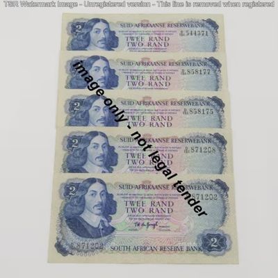 TW de Jongh Lot of 5 good condition R2 bank notes