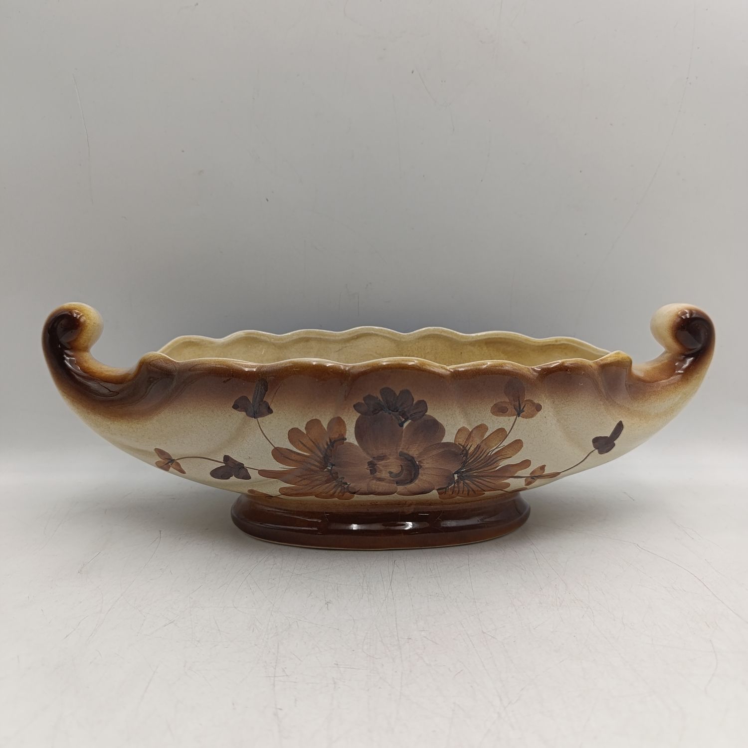Vintage Faiarte porcelain flower boat bowl
