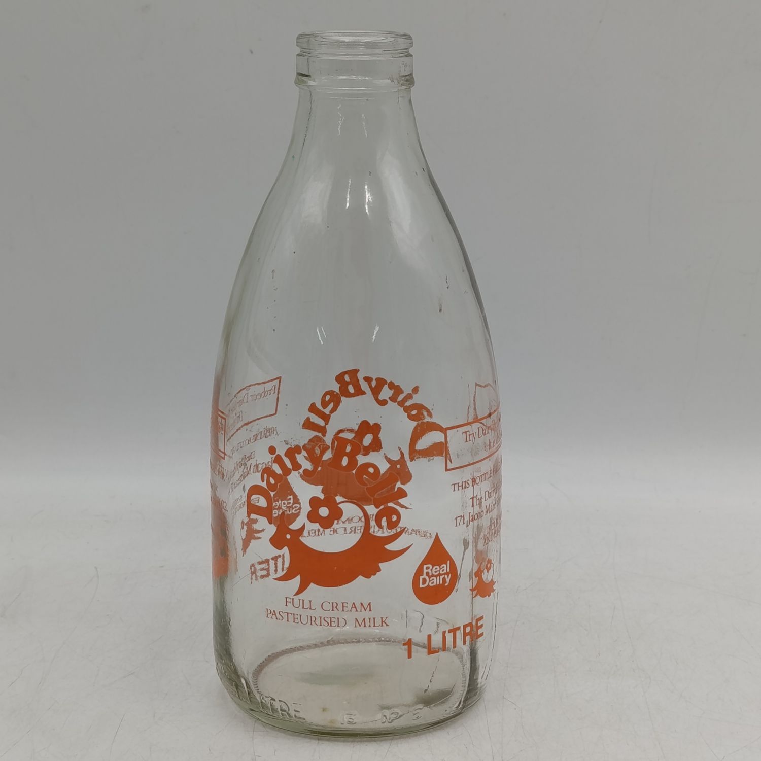 Vintage Dairy Belle 1 liter glass milk bottle