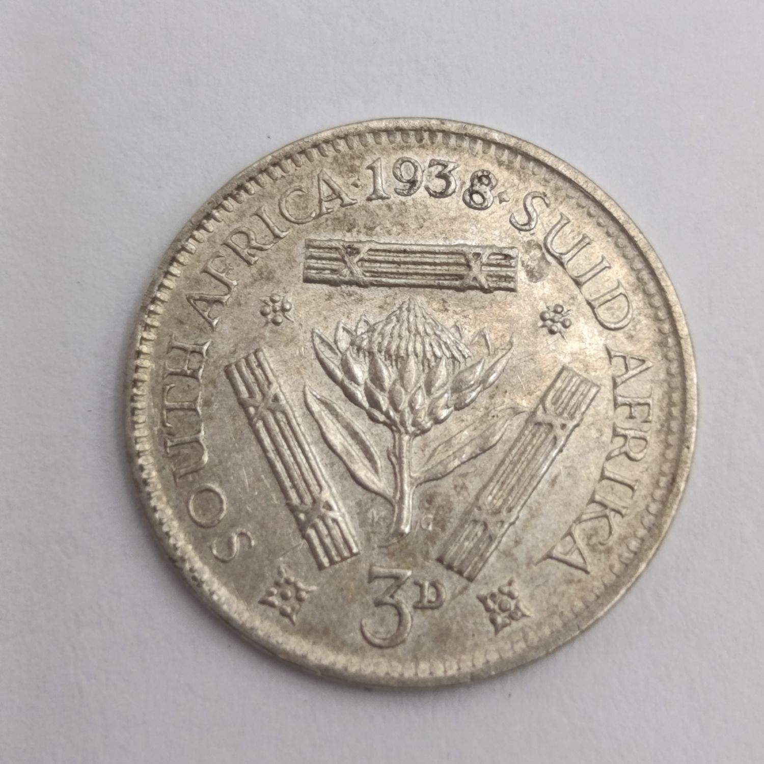 South Africa 1938 tickey 3d XF+