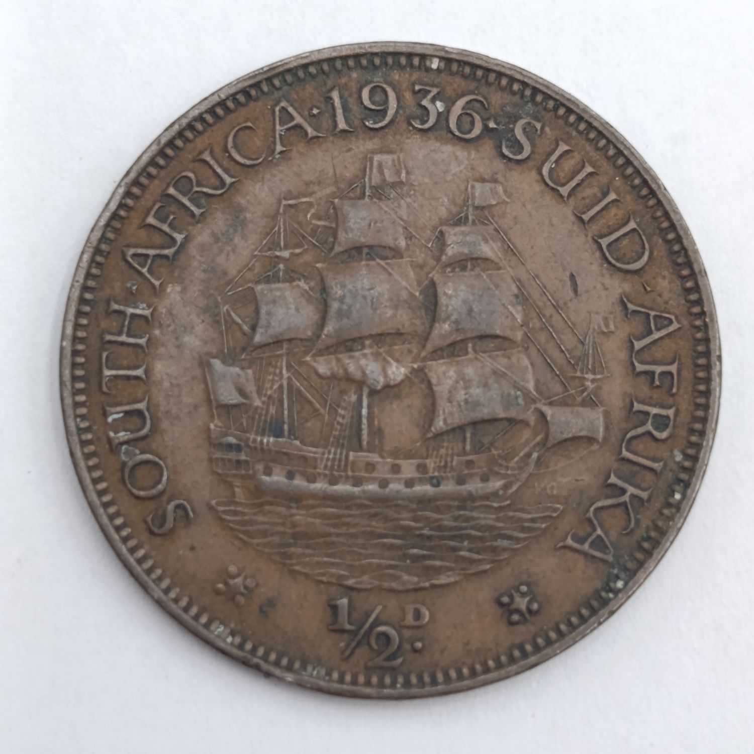 South Africa 1936 half penny VF+